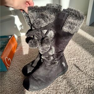 Ralph Lauren Black Fur Winter Boots